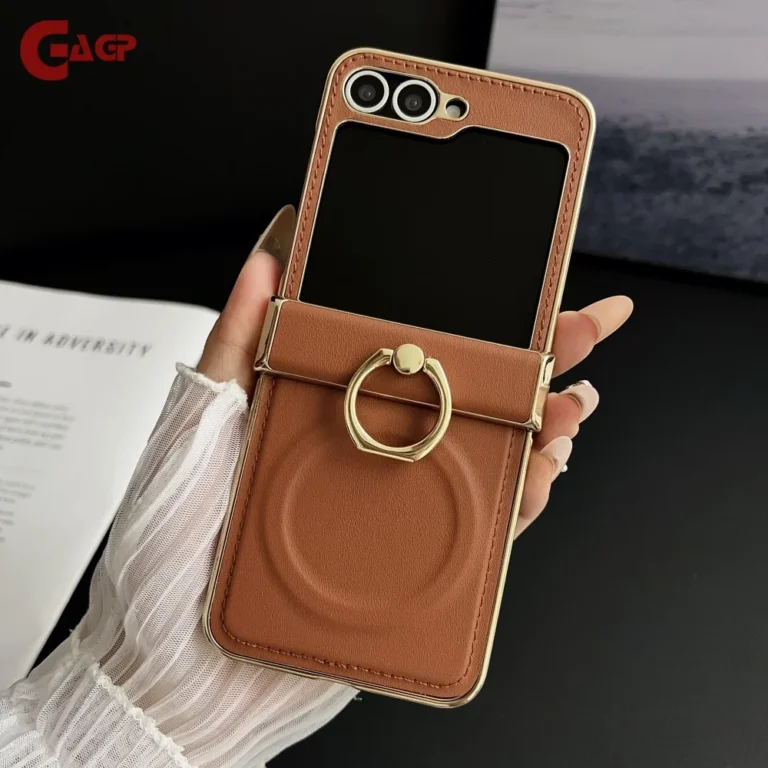 Luxury Leather Ring Bracket Magnetic Case for Galaxy Z Flip7 Flip 7 6 5 4 3 Stand Hinge Protection Cover For Samsung Zflip7FE