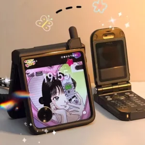 Korean Cute Mobile Phone Model Case For Samsung Galaxy Z Flip 7 Flip 6/5 Lovely Girl Cover For Motorola Razr 60 Razr 50 40 Ultra