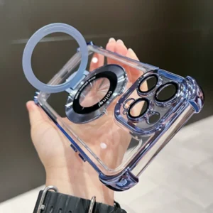 Fashion Plating Magnetic Bracket Case for iPhone 17 16 15 14 13 12 Pro Max Case With Holder Stand Shockproof Cover for Magsafe