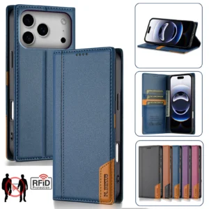 Magnetic Leather Flip Wallet Case for iPhone 17 Air 16E 16 Pro Max 15 14 13 12 11 XS XR Max SE 8 7 Plus Cards Bag Phone Cover