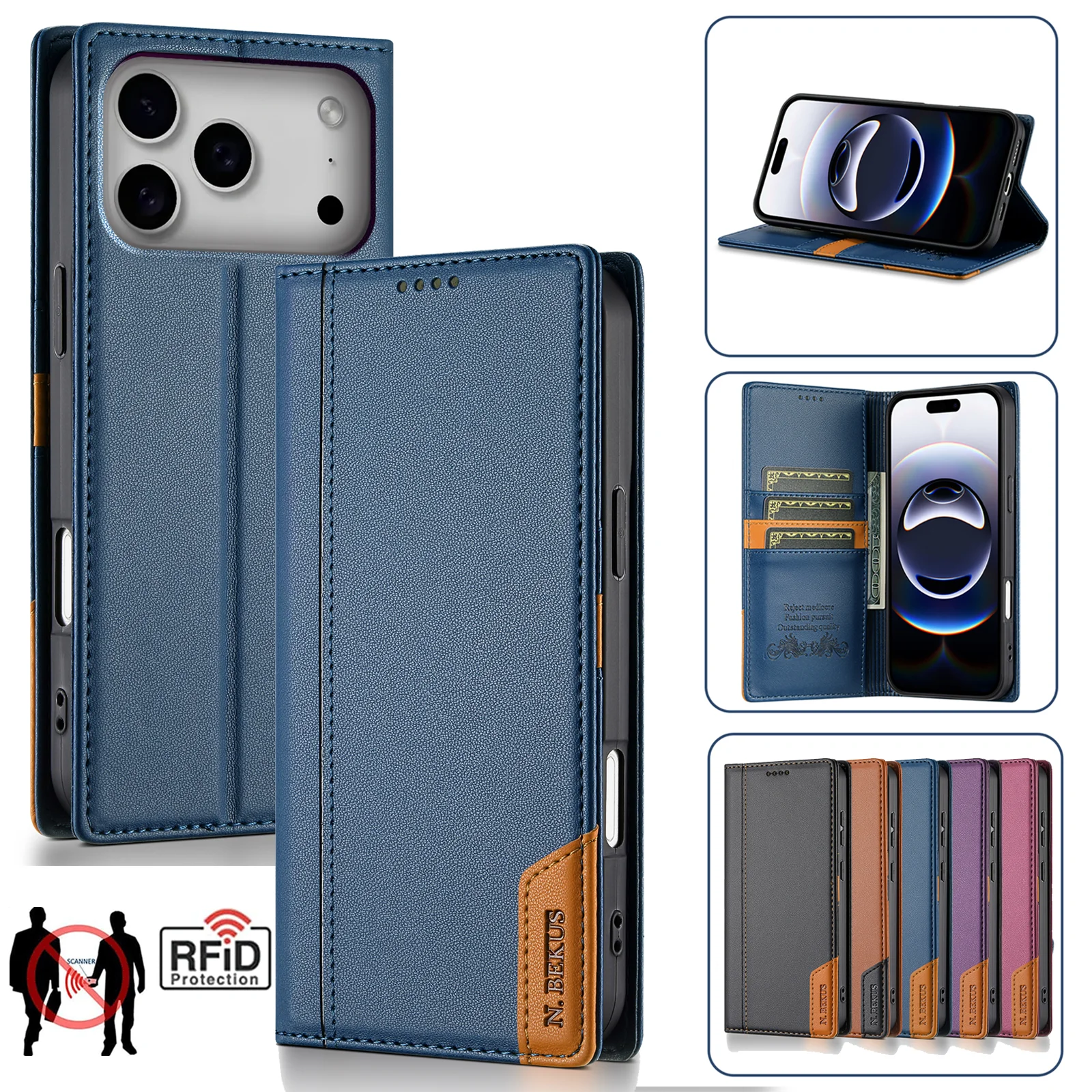 Magnetic Leather Flip Wallet Case for iPhone 17 Air 16E 16 Pro Max 15 14 13 12 11 XS XR Max SE 8 7 Plus Cards Bag Phone Cover