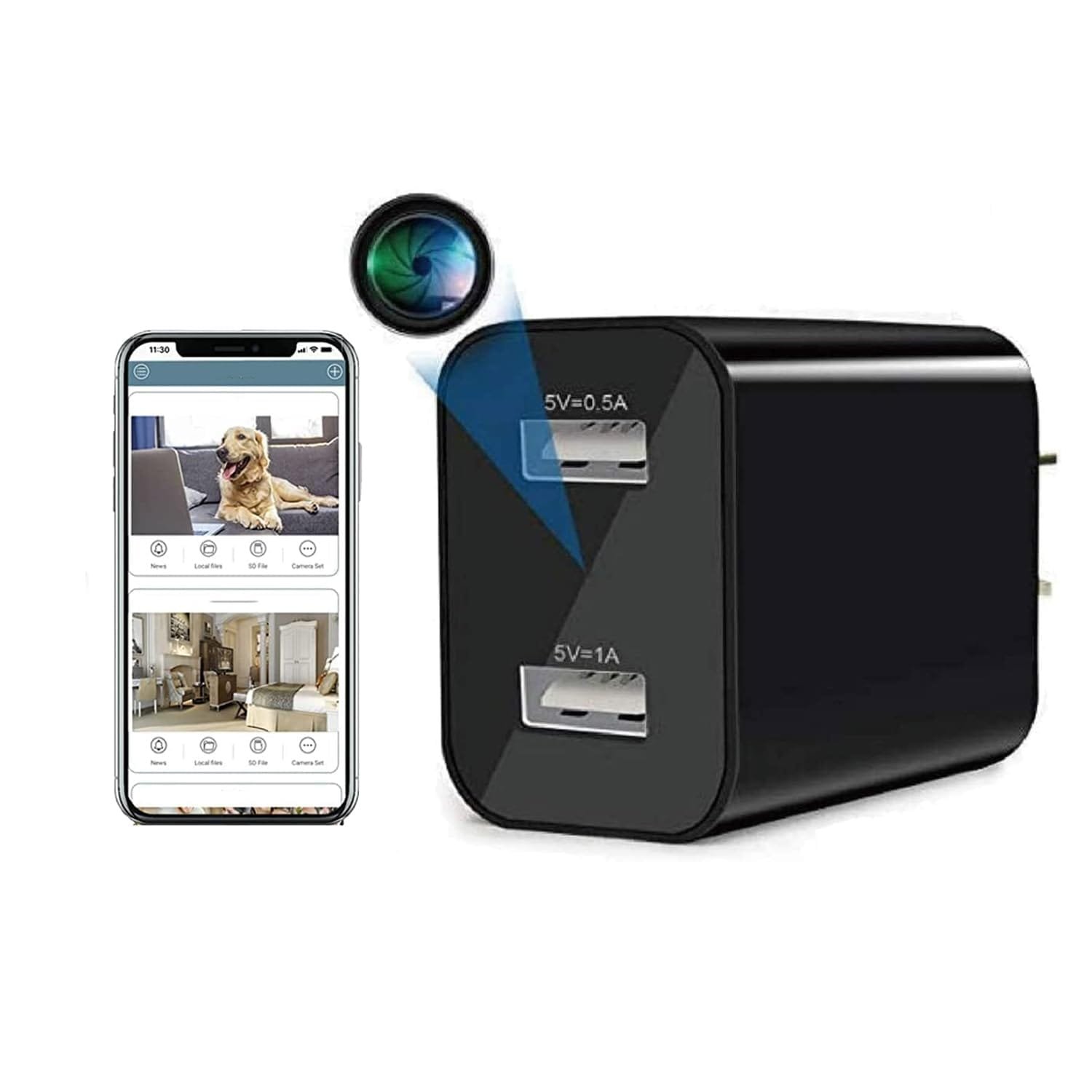 securinnov dual usb charger camera