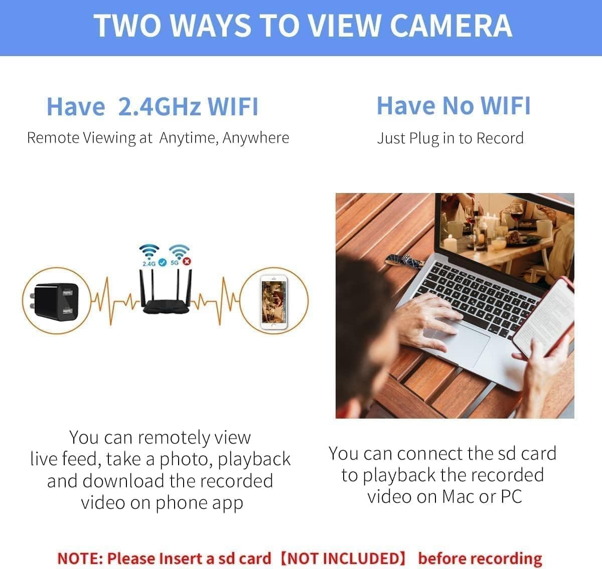 securinnov dual usb charger camera