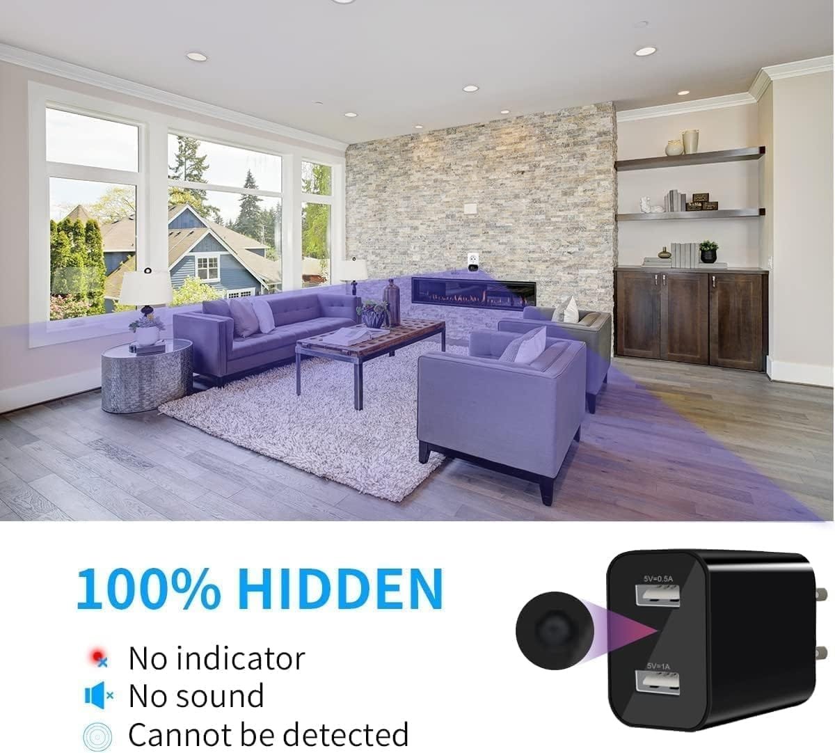 securinnov dual usb charger camera