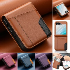 Flip Leather Phone Case For Samsung Galaxy Z Flip 7 FE 6 5 4 3 5G Flip7 Flip6 Wallet Card Holder Phone Bag Book Cover Etui