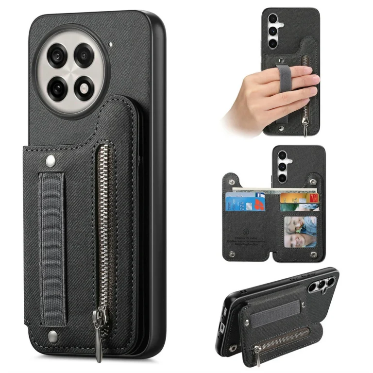 | Wholesale Price at Gaffar India For Oneplus13 13R 5G Luxury Case RFID Card Leather Elastic Strap Wallet Funda OnePlus 13 Case One Plus 13R Ace 5 Pro Zipper Capa