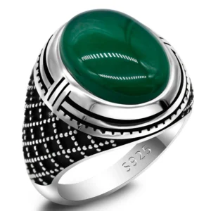 Vintage s925 sterling silver ring, natural agate stone ring, men's wedding punk style jewelry, holiday gift