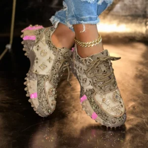 Luxury Designer Women's Sneakers Fashion Luxury Rhinestone Ladies Shoes 2025 New Outdoor Platform Female Sports Shoes Vulcanize
