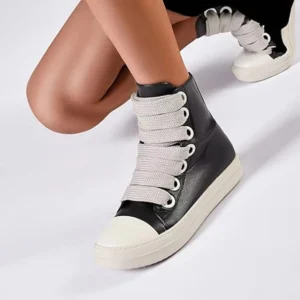 Men's Coarse Shoelaces, High Cut Thick Sole, Comfortable Board Shoes, Versatile, College Style, Casual Sports Shoes