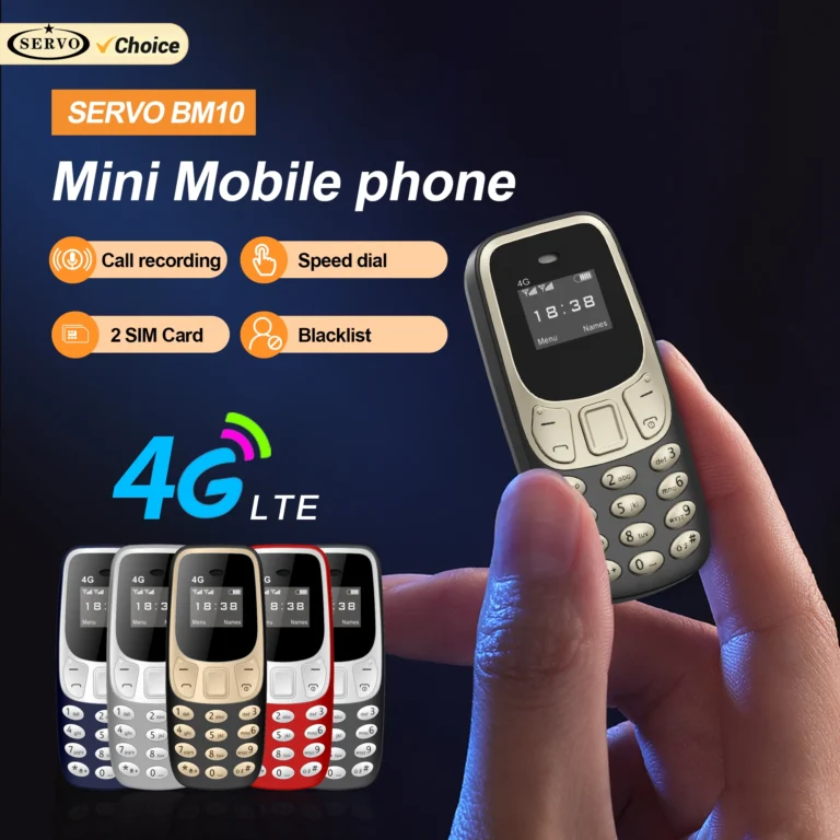 SERVO BM10 LTE 4G Mini Mobile Phone Dual SIM Standby Call Recording Speed Dial Blacklist Alarm Clock Small Feature Backup Phones