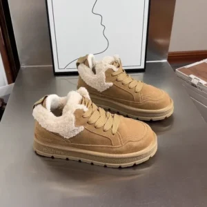 Women's Casual Shoes Snow Boots Autumn Winter 2026 New Fashion Retro Plush Insulation Thick Soled Cotton Shoes Thermal Boots