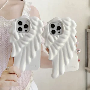 3D Angel Wings Shockproof Cover Cartoon Shatter Silicone Soft Case For iPhone 17 Air 16 15 14 13 12 Pro Max Phone Cases