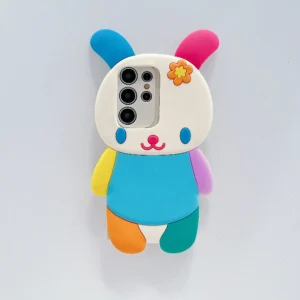 3D Cartoon Bunny Rainbow Rabbit Phone Case for Samsung Galaxy S26 S25 S24 S23 S22 S21 Ultra S20 FE Edge Shockproof Cover