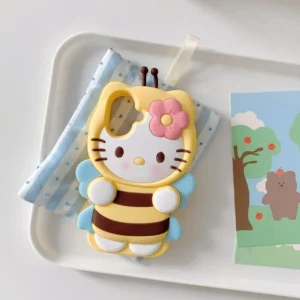 3D Sanrio Hello Kitty Bee Phone Case For iPhone 17 16 15 14 Plus 13 12 11 Pro Max 6s 7 8 X XS XR SE Mini Soft Silicone Cover