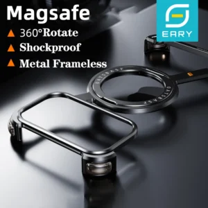 Eary Metal Magnetic Phone Case for iPhone 17 Pro Max/17 Pro/17 Air Magsafe 360°Rotate Stand Frameless Shockproof Protector Cover