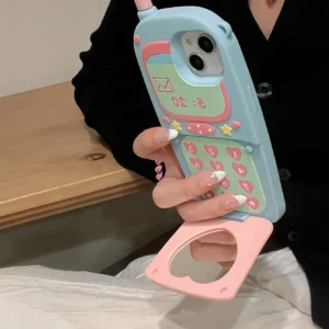 Flip Mirror Mini Smart Phone Suitable For iPhone 15 13 12 11 14 PRO MAX All Inclusive Silicone 11 Phone Case