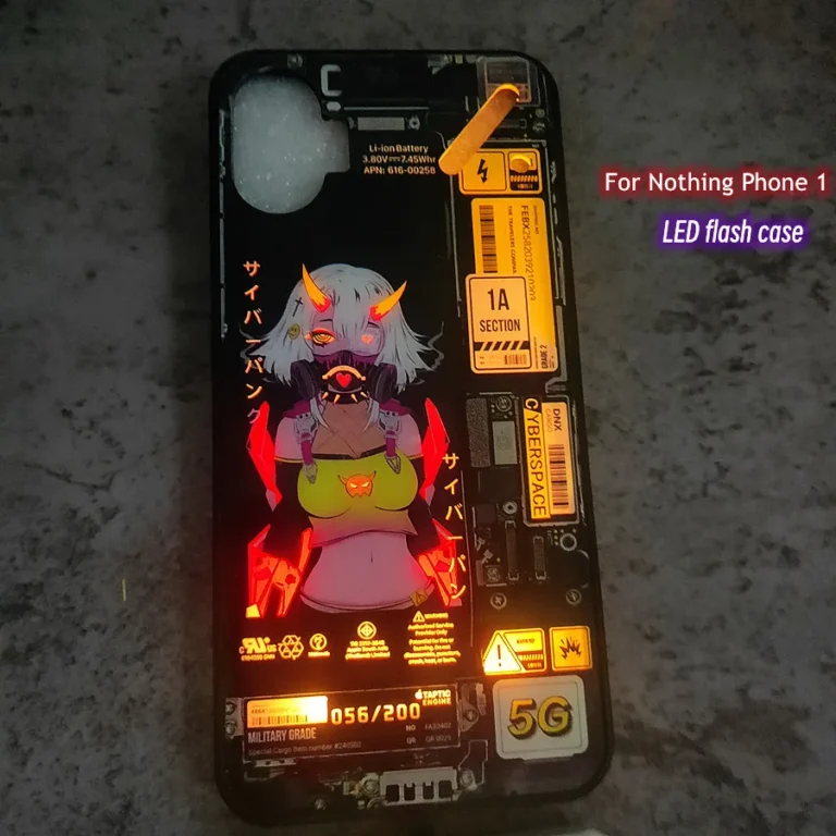 | Wholesale Price at Gaffar India For Nothing Phone 1 2 3 Luminous LED Flash Case for Nothing Phone 1 One Lighting Up Cover Glass Coque Slim Mobile Accessories