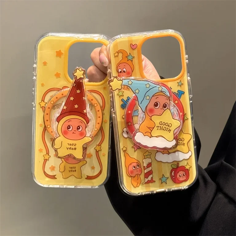| Wholesale Price at Gaffar India Funny Cute Star Baby Magnetic Phone Case For iPhone 16 Pro 14 15 Pro Max Cover with Stand Shokcproof Cartoon Protective Cases