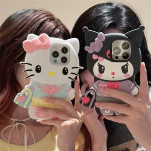Handbag KT Kuromi For iPhone 17 16 15 14 13 12 11 Pro Max Silicone Soft Cover Case