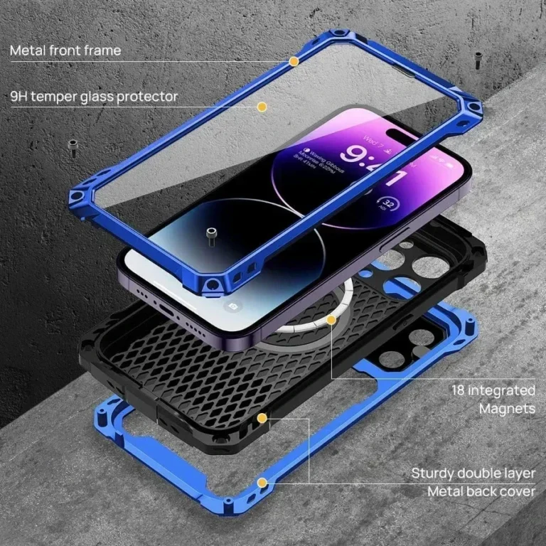Heavy Duty Military Armor Metal Case For iPhone Air 17 16 15 Plus 14 Pro Max Shockproof Cover Camera Screen Protector Magsafe