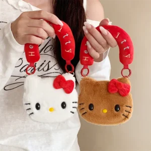 Kawaii Cartoon Plush Hellokitty Phone Case For Samsung Galaxy Z Flip 7 6 5 4 3 ZFlip6 ZFlip5 Cover with Hand Strap Cute Cases Ca