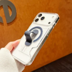 Luxury Clear Acrylic Credit Card Holder Slot Case For iPhone 17 16 15 14 13 Pro Max For Magsafe Magnetic Charging Bracket Cover