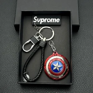Marvel Cartoon Creative Alliance Shield Keychain Rotating Metal Car Backpack Pendant Unisex Educational Toy Collectible Item