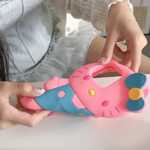 NEW Hello Kitty Cartoon 3D Bow Phone Case For iPhone 17 16 15 14 13 12 11 Pro Max  Y2K Anti Fall Silicone Case