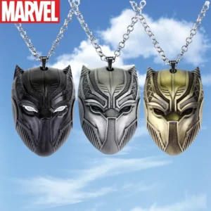 New Marvel Series Black Panther Boys Simple Fashion Trend Cartoon Creative Anime Design Tricolor Mask Pendant Necklace Gifts