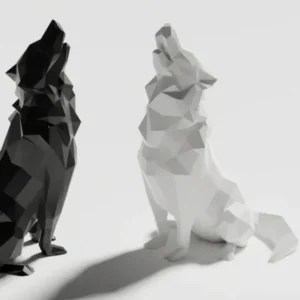 Poly Geometric Wolf Figurine Minimalist Resin Animal Decor Home Office Desktop Ornament Roaring of Hungry Wolves Idear Gift