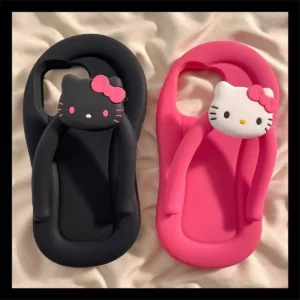 Sanrio 3D Hello Kitty Creative Slipper Phone Case For iPhone 17 16 promax 15 14 13 12 Pro Max 17Pro Cartoon Soft Silicone Cover