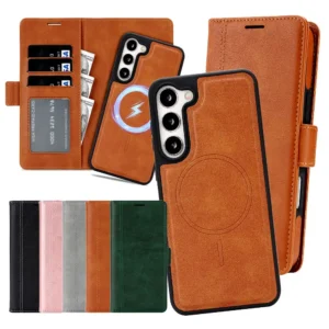 2 in 1 Wireless Charging Magnetic Case For Samsung Galaxy S25 Ultra S24 Plus S23 S25U S24U Wallet Cash Cards Slot Phone Cover