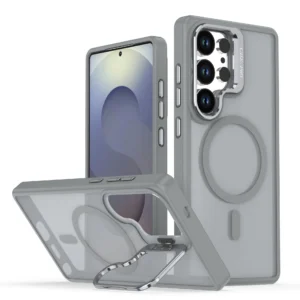 Case For Magsafe Magnetic Metal Lens Protection Stand For Samsung S26 S25 Edge S24 S23 S22 Ultra Plus FE Shockproof Cover Bumper