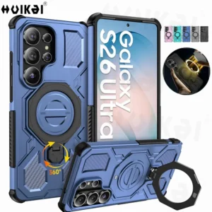 Case For Samsung S26 UItra S25 FE S25 Edge S24 Ultra MagSafe Stand Magnetic Holder Protection Stands Kickstand Protective Covers