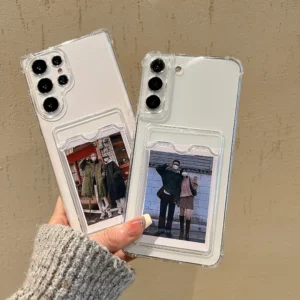 Clear Card Holder Phone Case For Samsung Galaxy S25 Ultra Cases Samsung S24 Ultra S23 FE S22 Plus Wallet Card Slots Soft Cover