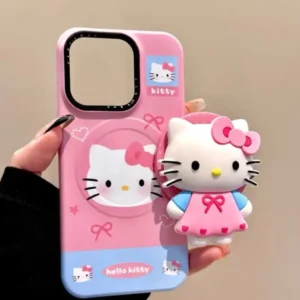 Cute 3D Cartoon Hello Kitty For iPhone Foldable Wireless Charging Holder For Magsafe Magnetic Phone Grip Tok Stand
