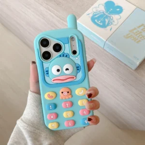 Cute Cartoon Sanrio Hangyodon 3D Stereoscopic  Phone Case For iPhone 17 16 15 14 13  Pro Max Shockproof Soft Silicone Cover
