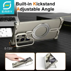 Eary for Samsung Galaxy S24 Ultra Phone Case with Magsafe Camera Kickstand Frameless Bumper Metal Shockproof Protective Covers
