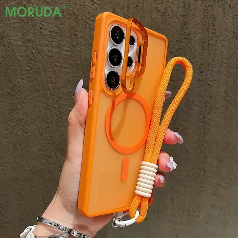 Flip UP Lens Bracket Protection Wrist Lanyard Case for Samsung Galaxy S24 S25 FE S24 S26 Ultra Plus A16 A17 Magnetic Clear Cover
