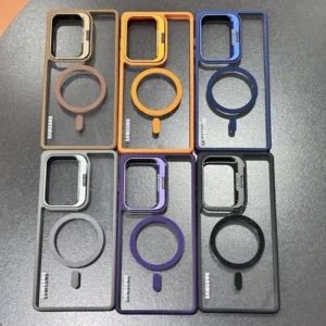 For Magsafe Metal Lens Holder Clear Case For Samsung Galaxy S26 S25 S24 S23 S22 Ultra Plus S24FE Magnetic Wirelesss Charge Cover