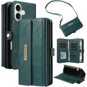 For Samsung Galaxy A73 A56 A55 A54 A53 A36 A35 A34 A26 A25 A16 A15 Wallet Case 10-Card Holder Soft Magnetic Snap Shoulder Strap