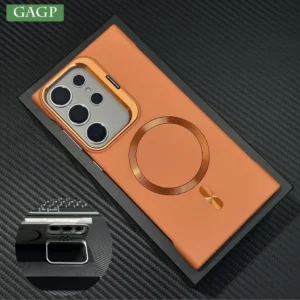 Luxury Broderless Magnetic Camera Stand Holder Case For Samsung S26 Ultra S25 FE S24 Plus For Magsafe Wireless Charging Cover