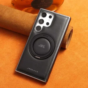 Magnetic Wireless Charging Bracket Leather Phone Case for Samsung Galaxy S25 Ultra S24 Plus S23 + S22 Ultra Protective Cover