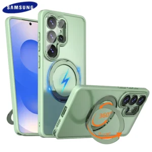 Matte Case For Magsafe For Samsung Galaxy S26 S25 S24 Ultra S22 S24+ S23 FE Edge 360 ° Rotating Magnetic Ring Transparent Cover