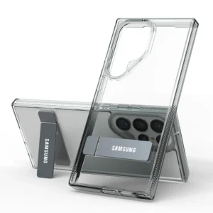 Metal Holder Case For Samsung S25 S24 S23 Ultra Plus Case Stand Transparent Shockproof Cover