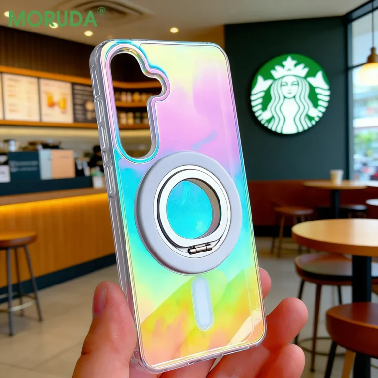 | Wholesale Price at Gaffar India Rainbow Gradient Holder Magnetic Case For Samsung S26 S25 Edge S24 S23 FE S22 S21 Ultra Plus A56 A35 A17 Transparent Slim Cover