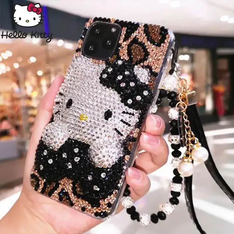 Y2K Hello Kitty Iphone Rhinestones Phone Case Kawaii for Iphone17 16 15 14Pro Max Anime Girls Heart Upscale Girlfriend Gift