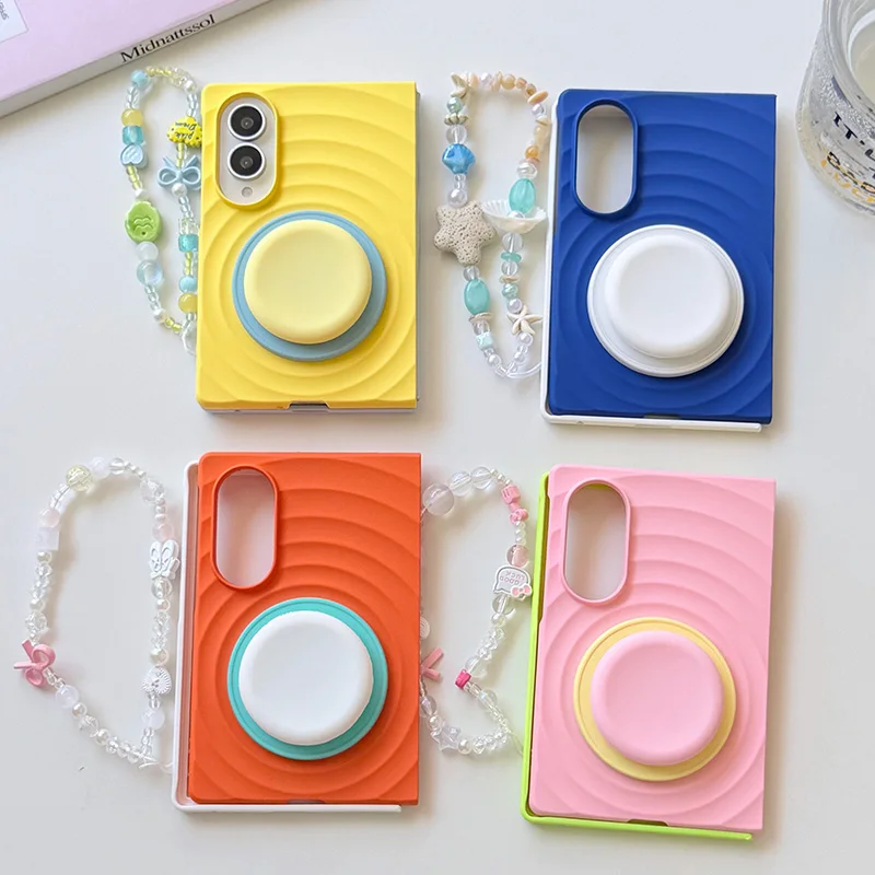 Korean Collision Color Water Ripple Magnetic Phone Case For Samsung Galaxy Z Fold 8 ZFold8 Cover with Magsafe Stand Cute Cases