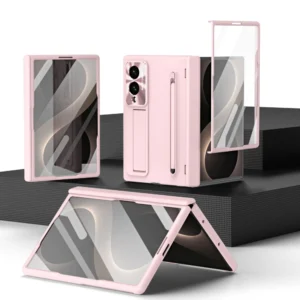 With Glass Film Touch Pen Fold Bracket Case For Samsung Galaxy Z Fold 8 Ultra 7 6 TriFold Hinge Protection All-inclusive Cover