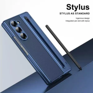 S Pen With Touch Pen Phone Case For Samsung Galaxy Z Fold 8 7 6 5 4 3 Hinge Protection & Built-in Screen Protector Leather Cover